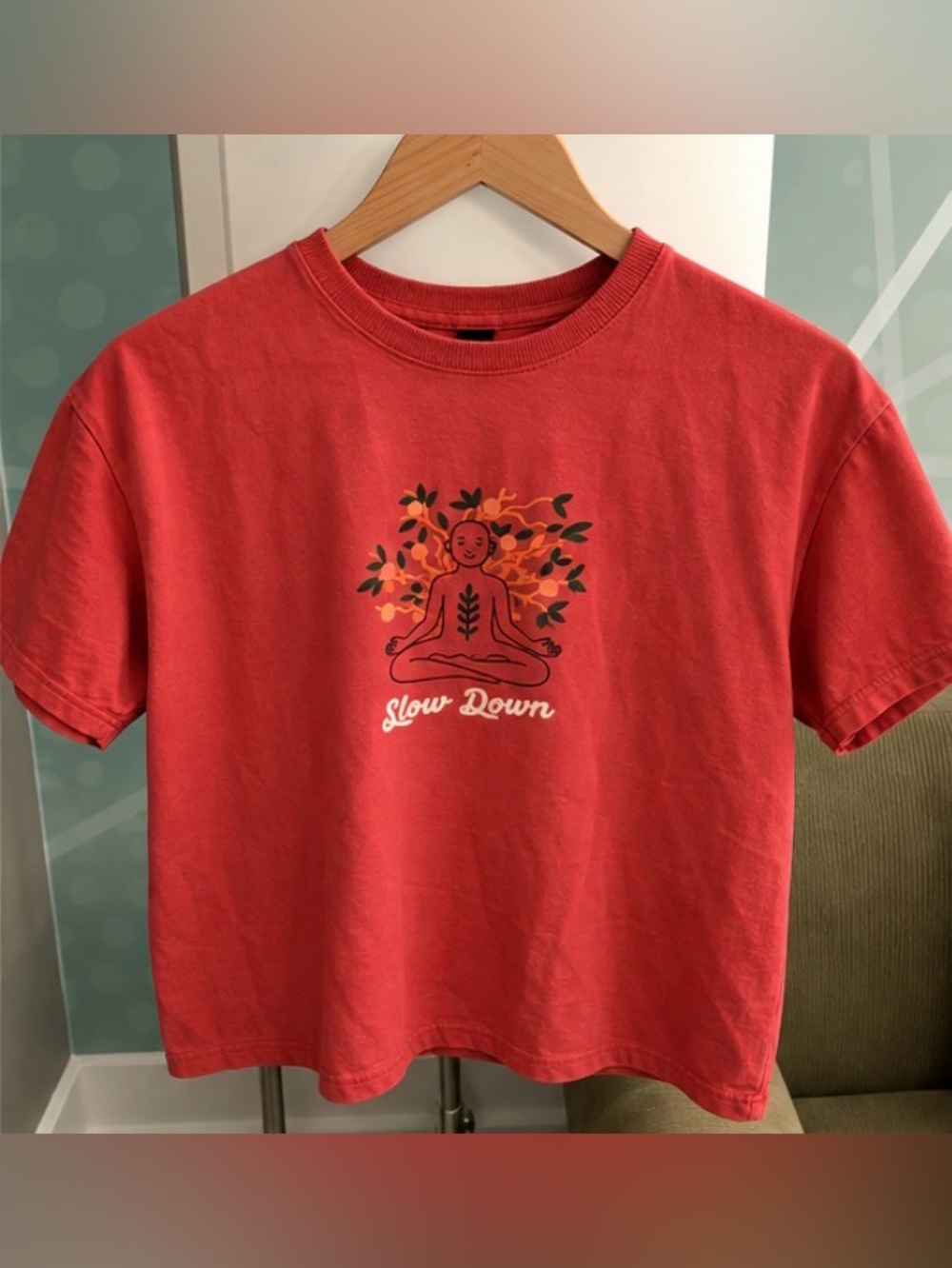 Slow Down Graphic Short-Sleeve Tee in Coral